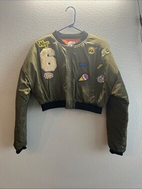 Better Be Olive Green Patch Bomber Jacket